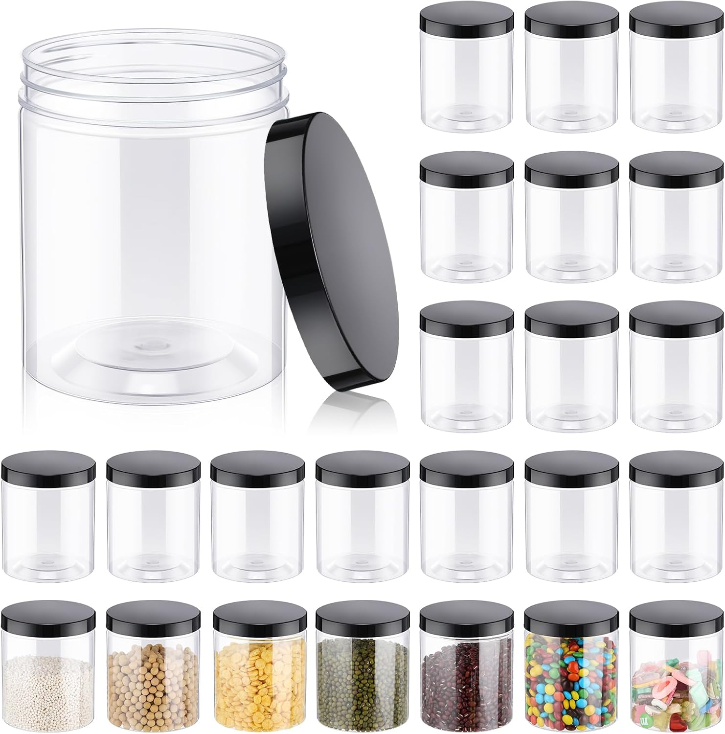 24 Pcs 16oz Plastic Jars with  - Food Storage Containers incelemesi ve fiyatı