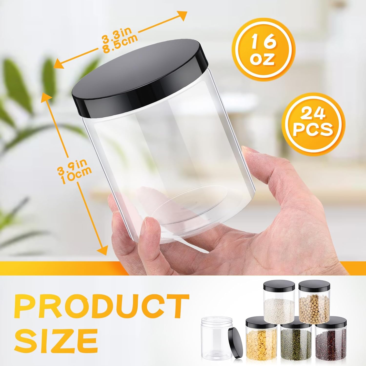 24 Pcs 16oz Plastic Jars with  - Food Storage Containers incelemesi ve fiyatı
