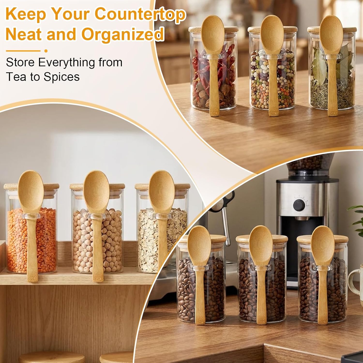10 Pack Glass Jars with Bamboo - Food Storage Containers incelemesi ve fiyatı