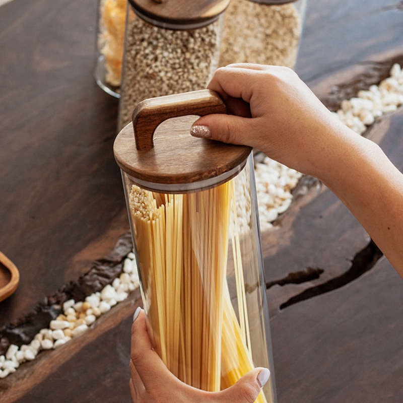 Clear Glass Jar with Bamboo Li - Korean Kitchen Gadgets incelemesi ve fiyatı