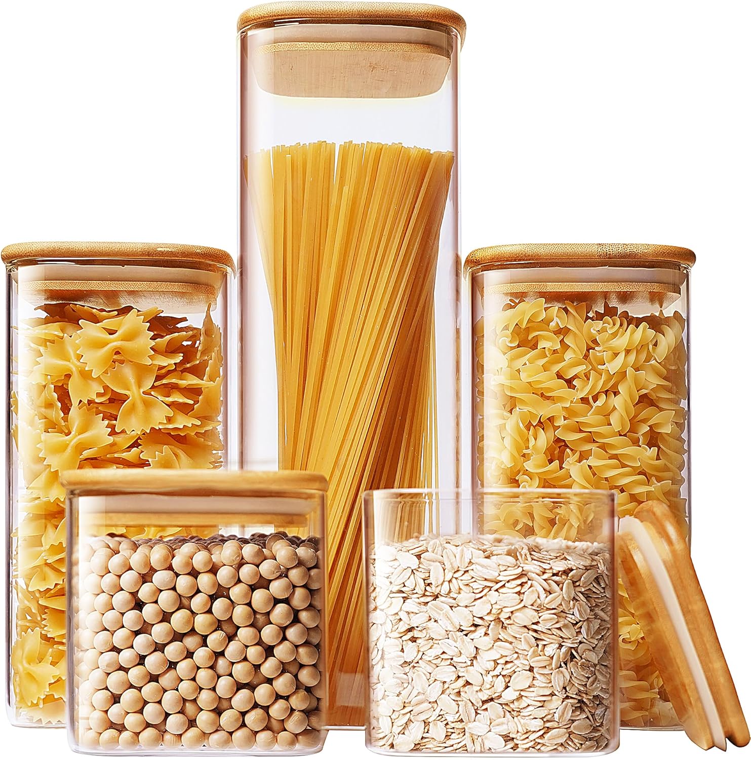 Square Glass Jars with Bamboo  - Food Storage Containers incelemesi ve fiyatı