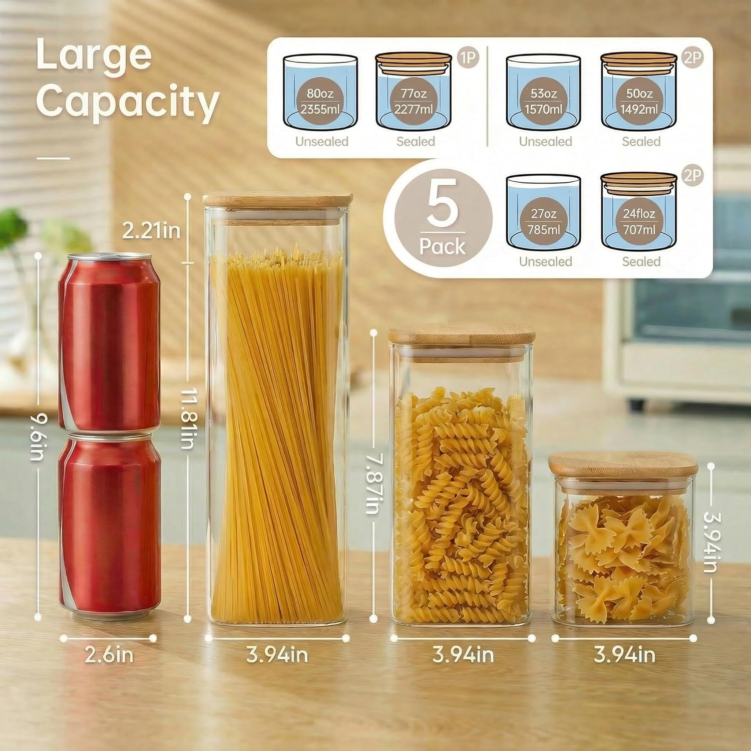 Square Glass Jars with Bamboo  - Food Storage Containers incelemesi ve fiyatı