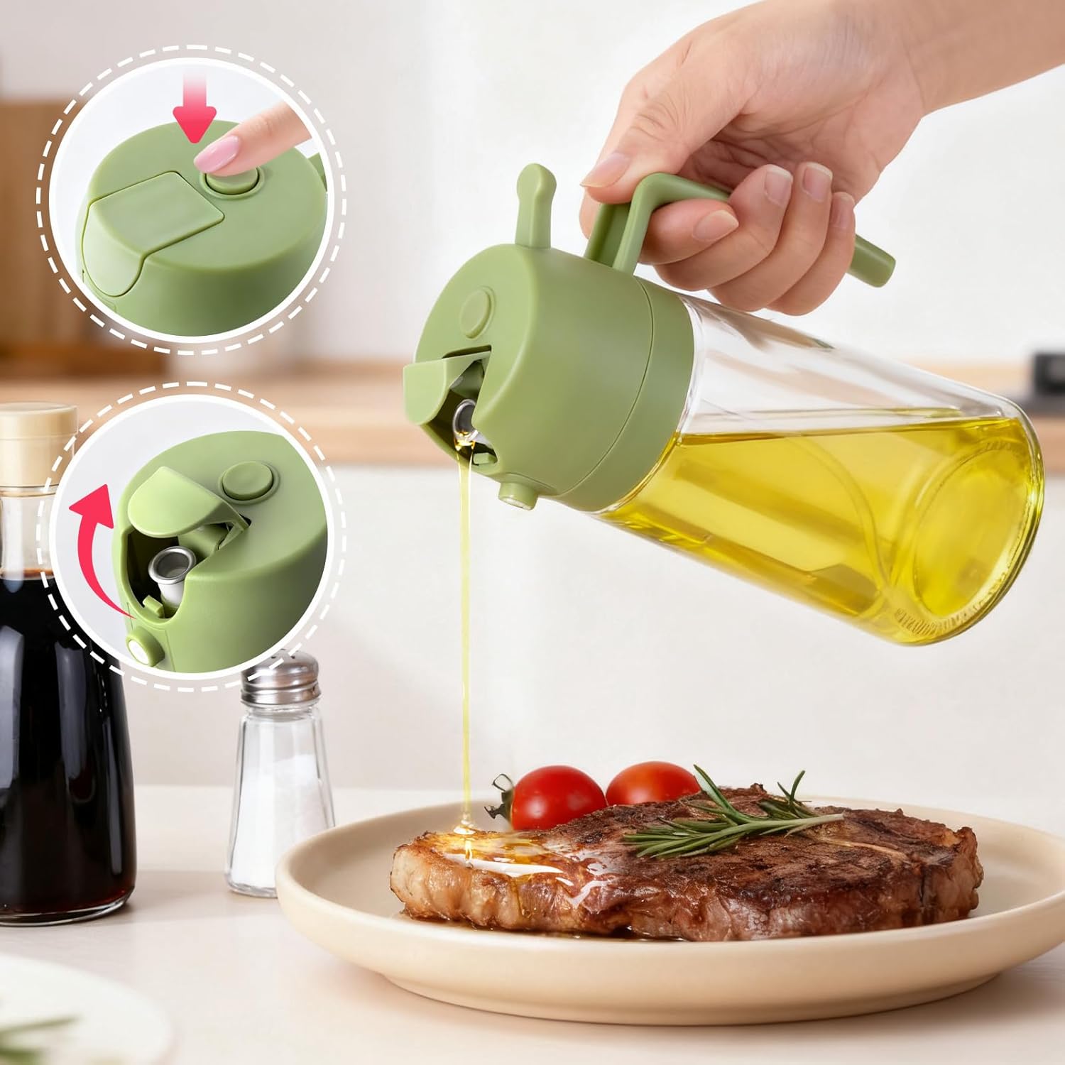 2Pcs Glass Oil Sprayer for Coo - Kitchen Gadgets Green incelemesi ve fiyatı